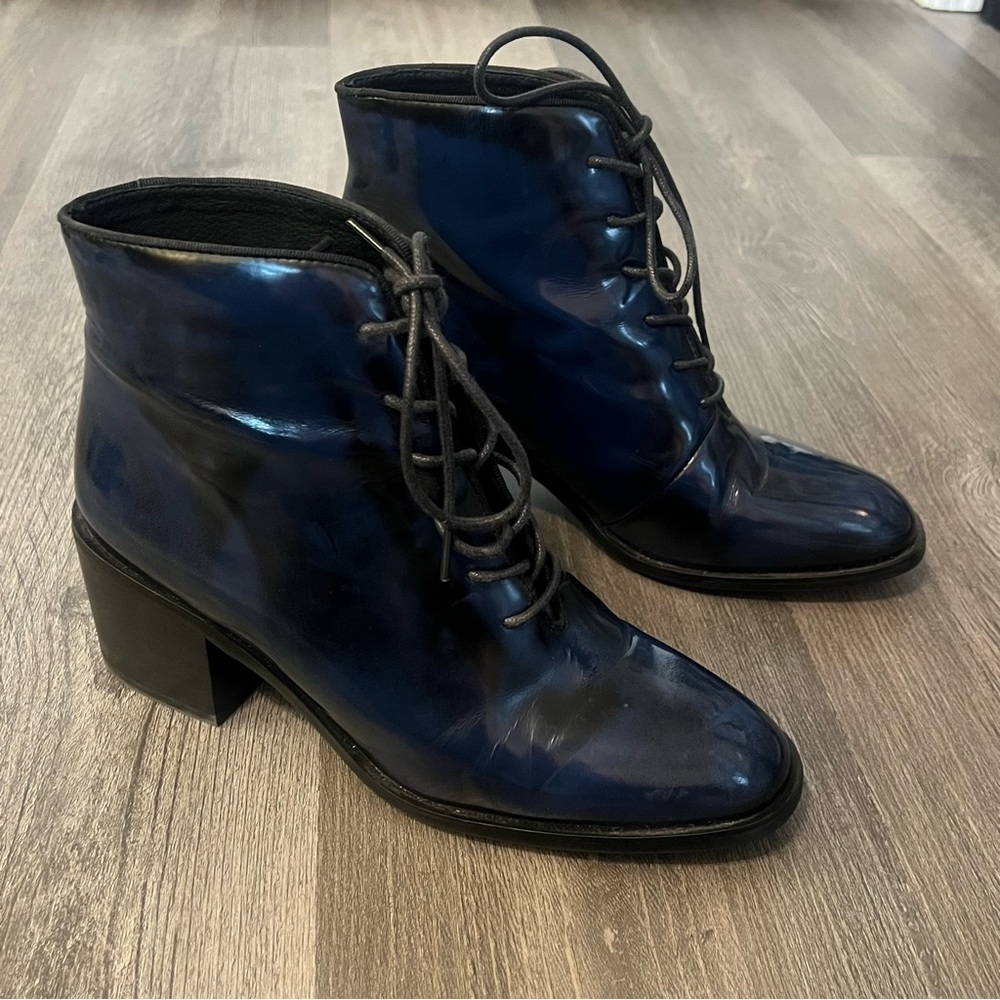 Jeffrey Campbell Talcott Ankle Boots RARE Blue Black Marble Size 8 - Picture 3 of 12